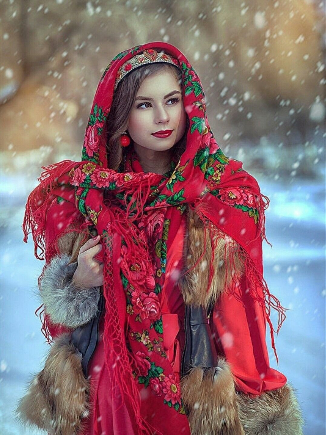 Beautiful girl Women in Slavic costumes in Merath