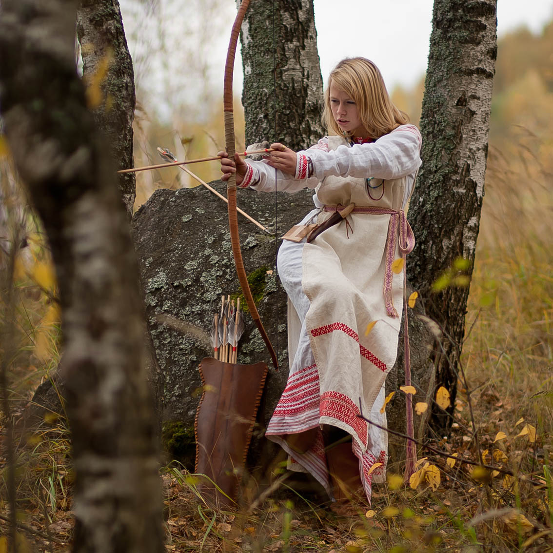 Sexy photo Girls in Slavic costumes in Merath